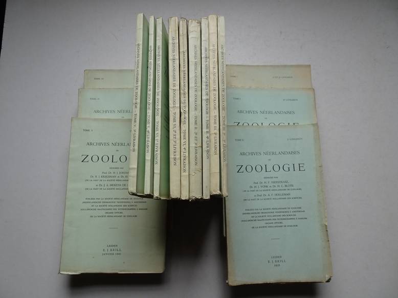  - Archives Nerlandaises de Zoologie. Tome I, II, III, IV, V, VI. (4 livraisons par tome) plus supplment tome III.