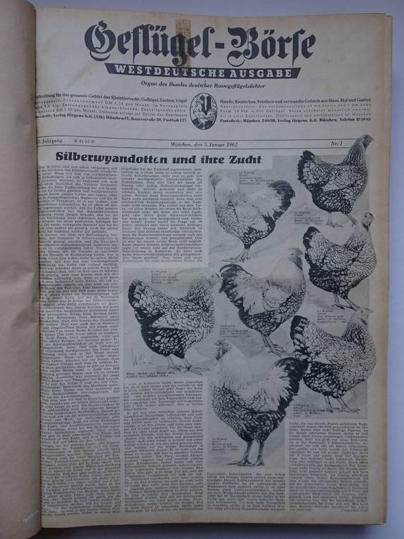  - Geflgel - Brse. Westdeutsche Ausgabe. Organ des Bundes deutscher Rassegeflgelzchter. 1962, 1963, 1964.