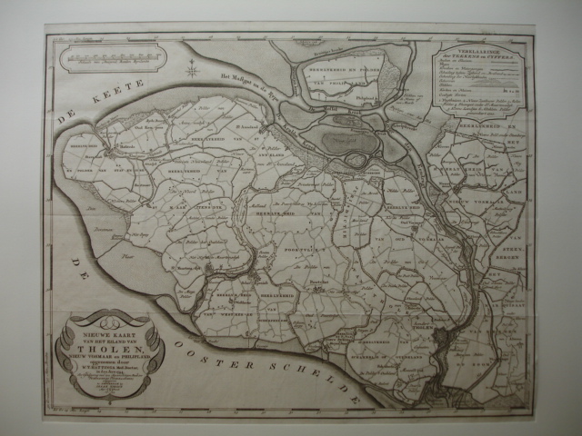 Tholen. - Nieuwe kaart van het eiland van Tholen, Nieuw Vosmaar en Philipland, opgenomen door W.T. Hattinga Med. Doctor, in den jare 1744.