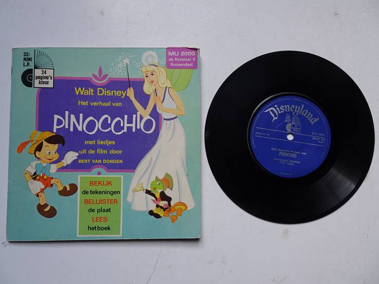 Disney, Walt. - Het verhaal van Pinocchio, met liedjes uit de film door Bert van Dongen (Inclusief langspeelplaatje).