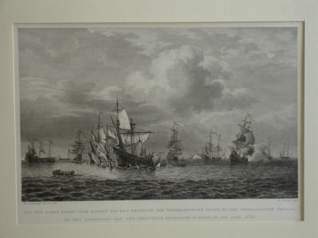  - Het ten anker komen voor Goeree van een Gedeelte der Nederlandsche vloot, na den vierdaagschen zeeslag, en het opbrengen van vier veroverde Engelsche schepen, in den jare 1666. 