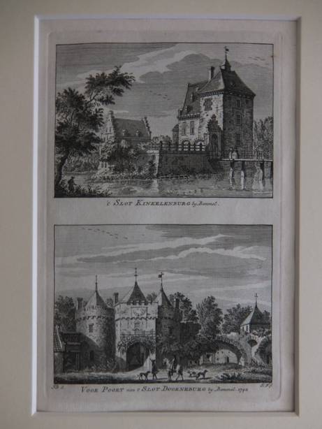 Bemmel. - 't Slot Kinkelenburg by Bemmel/ Voor Poort van 't Slot Doorneburg by Bemmel, 1742.