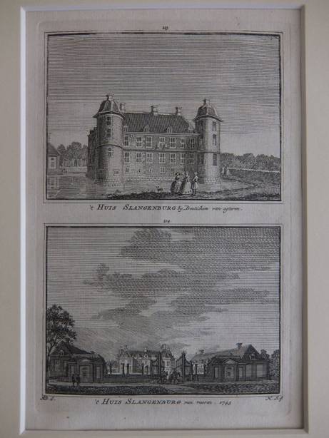 Doetinchem. - 't Huis Slangenburg by Deutichem van agteren/ 't Huis Slangenburg van vooren, 1743.