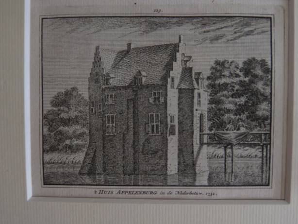 Ochten. - 't Huis Appelenburg in de Nederbetuw. 1732.