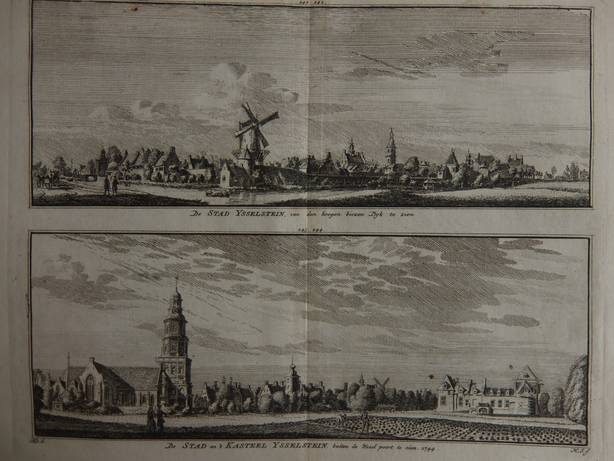 IJsselstein. - De Stad Ysselstein, van den hoogen biezen Dyk te zien/ De Stad en 't Kasteel Ysselstein, buiten de IJssel Poort te zien, 1744.