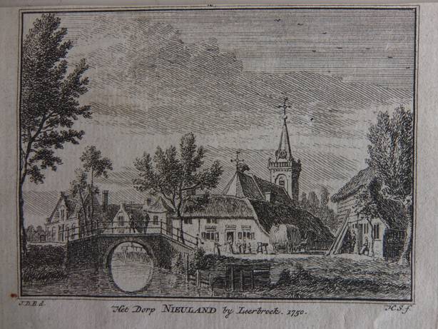 Nieuwland. - Het Dorp Nieuland by Leerbroek, 1750.
