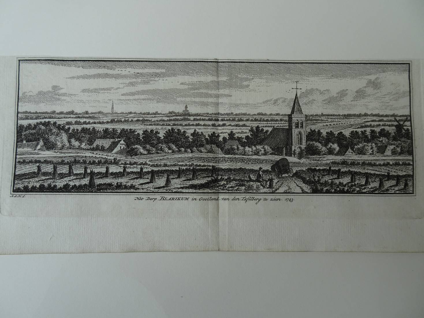 Blaricum. - Het Dorp Blarikum in Gooiland van den Tafelberg te zien, 1743.