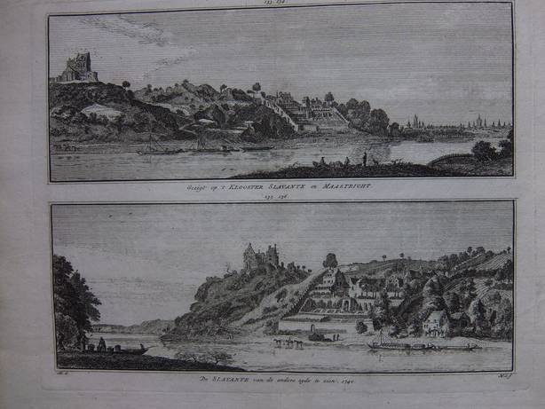 Maastricht. - Gezigt op 't Klooster Slavante en Maastricht/ De Slavante van de andere zyde te zien, 1740.