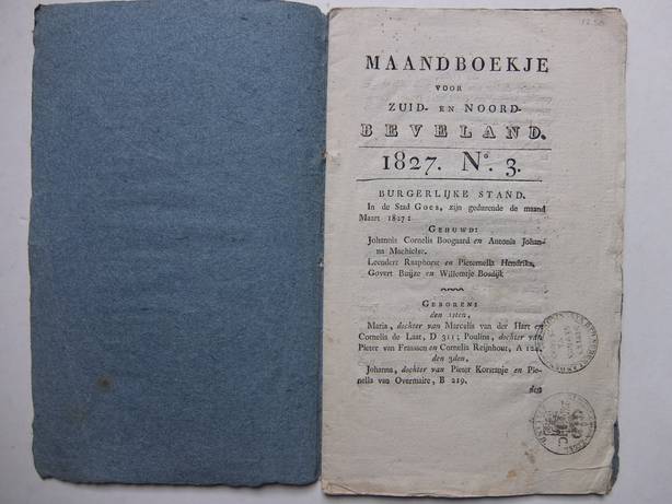 -. - Maandboekje voor Zuid- en Noord- Beveland, 1827, no. 3.
