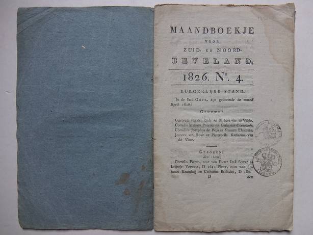 -. - Maandboekje voor Zuid- en Noord- Beveland, 1826, no. 4.