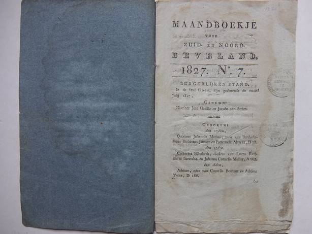 -. - Maandboekje voor Zuid- en Noord- Beveland, 1827, no. 7.