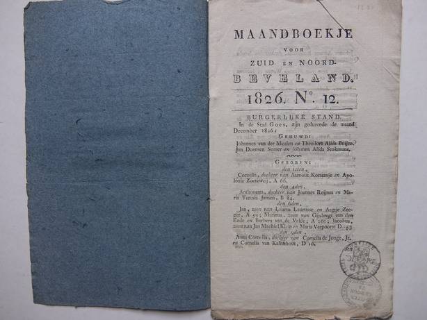 -. - Maandboekje voor Zuid- en Noord- Beveland, 1826, no. 12.