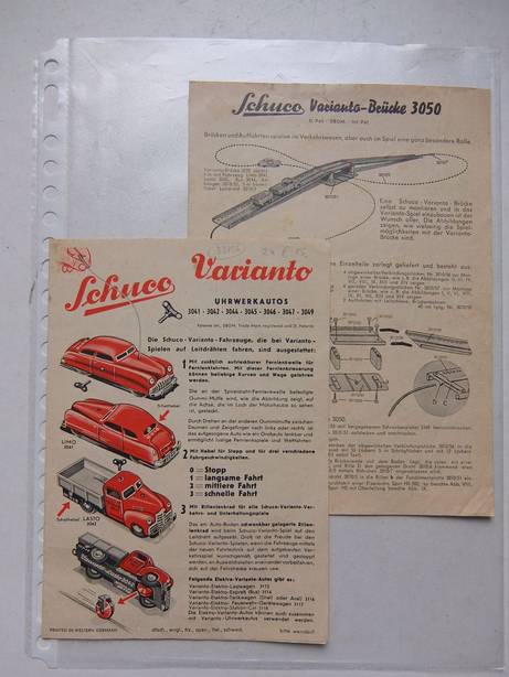 N.n.. - Schuco Varianto Uhrwerkautos/ Schuco Varianto-Brcke 3050. 2 Brochures.