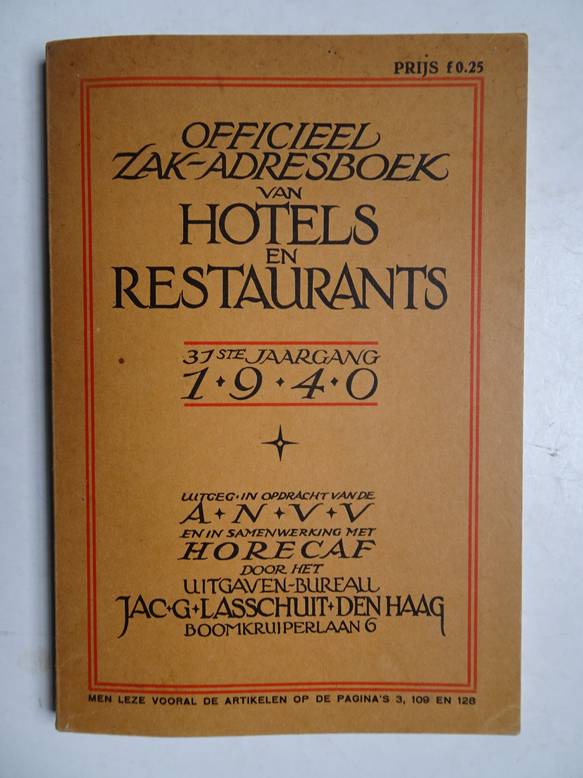 N.n.. - Officieel zak-adresboek van hotels en restaurants. 31e jaargang 1940.