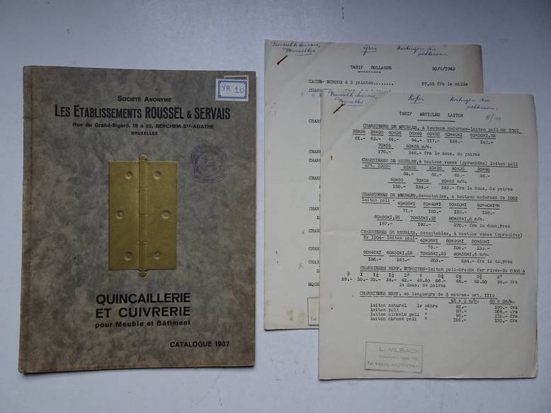 N.n.. - Socit Anonyme Les Etablissements Roussel & Servais. Quincaillerie et Cuivrerie pour meuble et btiment. Catalogue 1937.