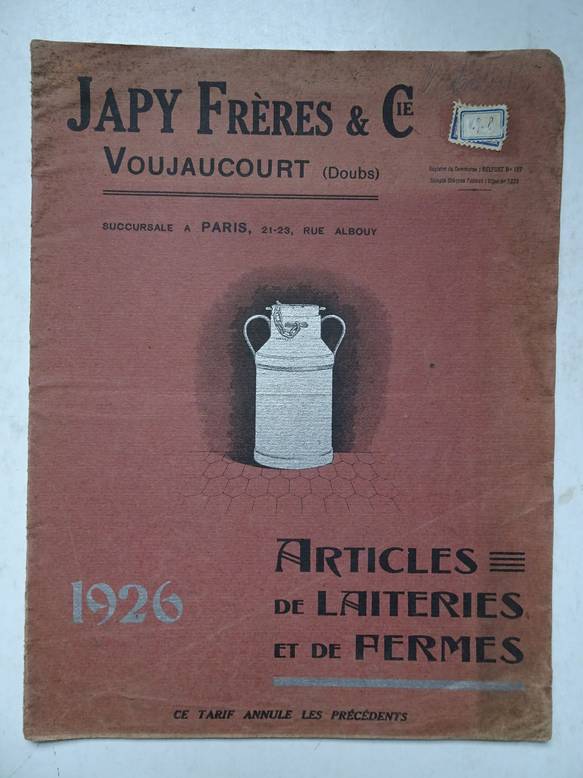 N.n.. - Japy Frres & Cie. Voujaucourt (Doubs). Articles de laiteries et de fermes. 1926.