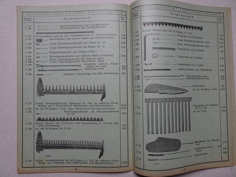 N.n.. - Actien-Gesellschaft H.F. Eckert Berlin-Lichtenberg. 3 catalogues. Drillmaschine 
