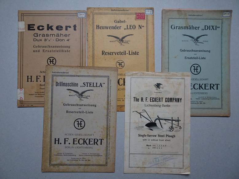 N.n.. - Actien-Gesellschaft H.F. Eckert Berlin-Lichtenberg. 5 catalogues. Drillmaschine 