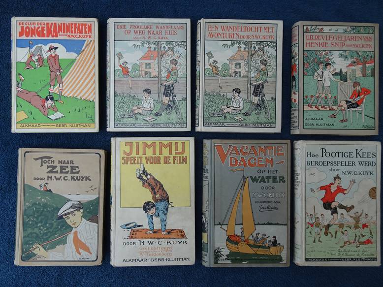 Kuyk, N.W.C.. - Uit de vlegeljaren van Henkie Snip/ Toch naar zee/ Hoe pootige Kees beroepsspeler werd/ Jimmy speelt voor de film/ Vacantiedagen/ De club der Kaninefaten/ Drie vroolijke wandelaars op weg naar huis/ Een wandeltocht met avonturen. 8 delen.
